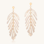 Pair of leaf-shaped earrings on a white background