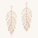 Pair of leaf-shaped earrings on a white background