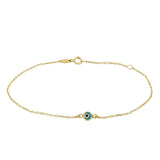 Dainty Evil Eye Bracelet | 10k Gold