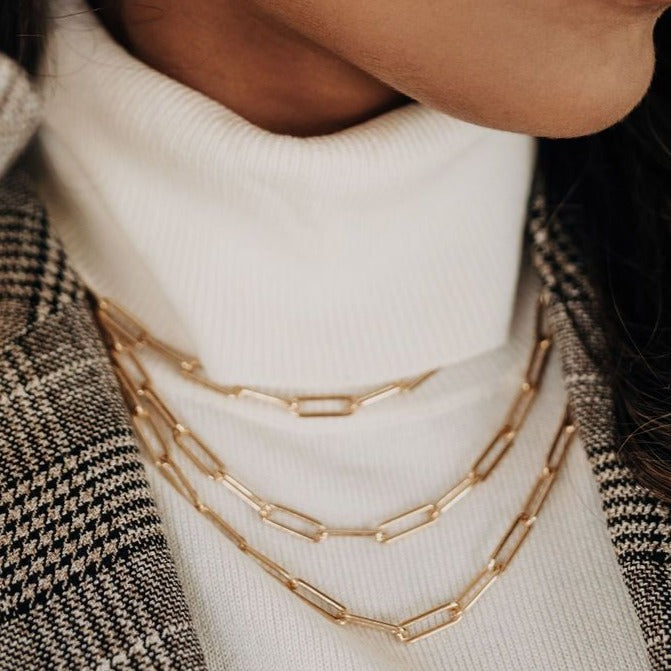 14k gold filled heavy paperclip chain