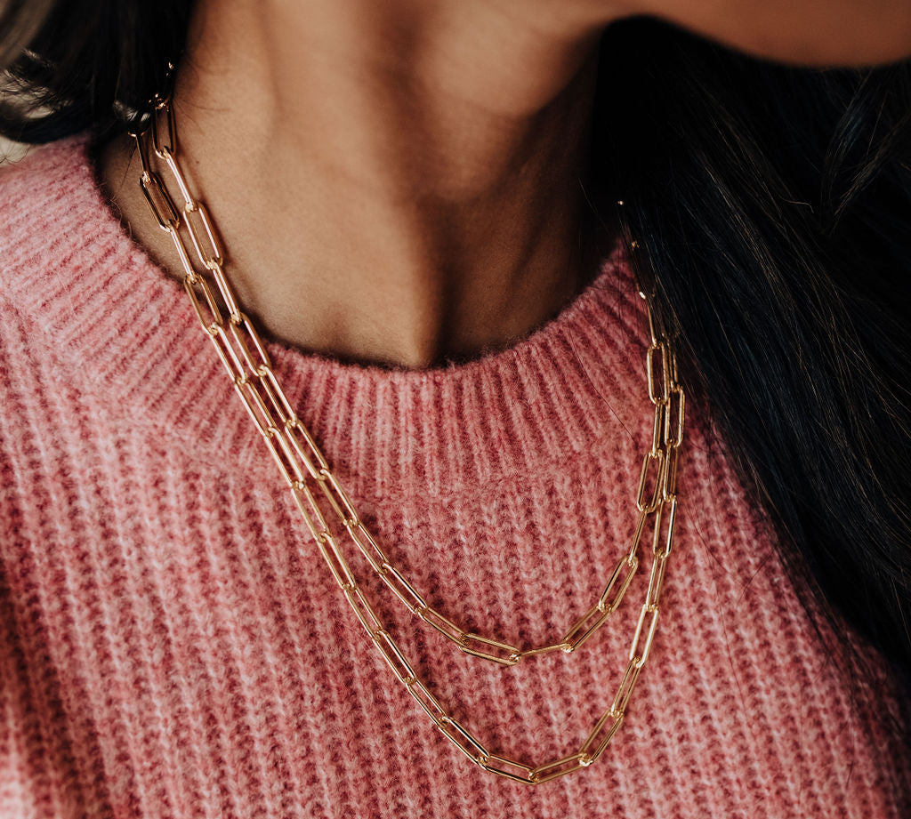 14k gold filled heavy paperclip chain