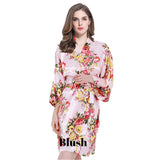 Blush satin floral robe