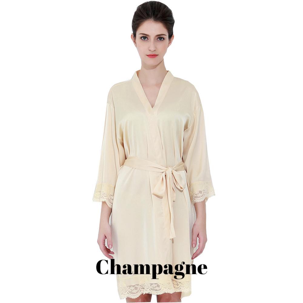 Champagne satin with lace robe