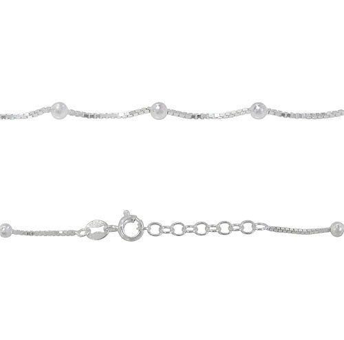Sterling silver ball and box chain anklet