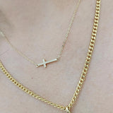 Sideways cross necklace | 10k Gold