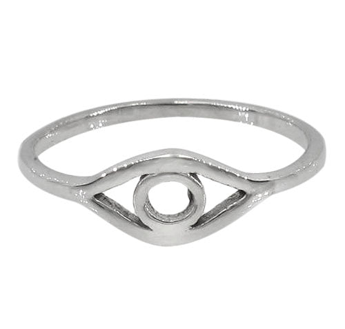 Simple sterling silver evil eye stacking ring