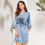 Lace trim satin robes