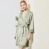 Lace trim satin robes