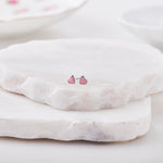 Sterling silver pink enamel heart studs