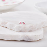 Sterling silver pink enamel heart studs