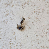 Blue Stone Evil Eye-Lash Pendant | 10k gold