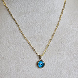 Blue Glass Evil Eye Pendant | 14k Gold