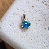 Blue Glass Evil Eye Pendant | 14k Gold