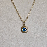 Evil Eye Medallion Pendant | 14k Gold