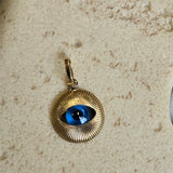 Evil Eye Medallion Pendant | 14k Gold