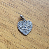 Evil Eye Heart-Shaped Sterling Silver Pendant with CZ
