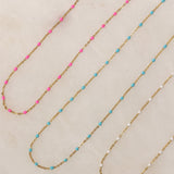 Enamel Station Necklace - White| 14k Solid Gold