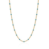 Enamel Station Necklace - Aqua | 14k Solid Gold