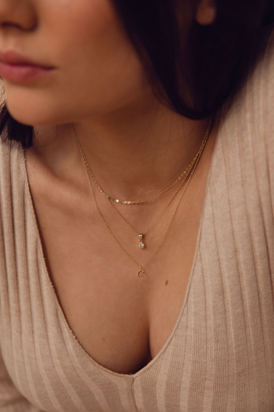 Block Initial Necklace | 10k Gold