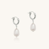 Celeste pearl drop hoops | SS