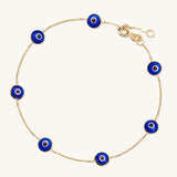 Classic Blue Evil Eye Bracelet | 10k Gold