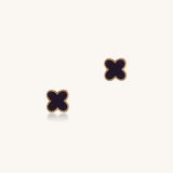 Black Shell Clover Studs | 10k Gold