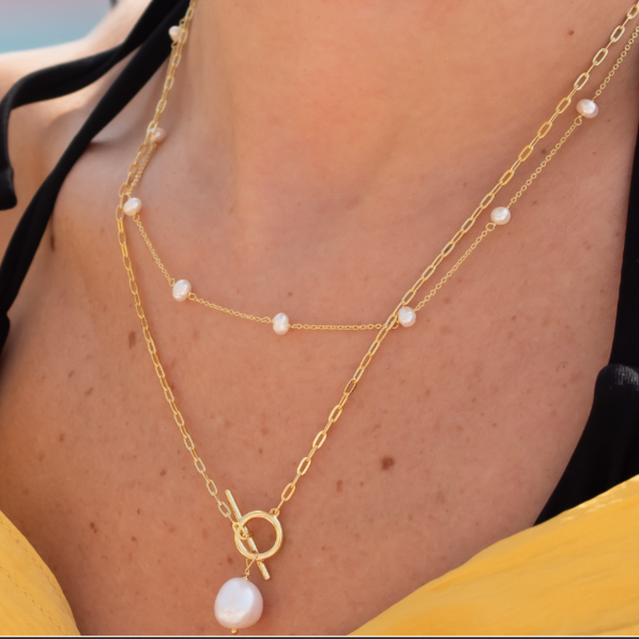 Floating Pearl Necklace | 10k Gold