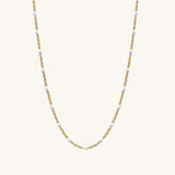 Enamel Station Necklace - White| 14k Solid Gold