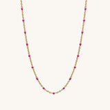 Enamel Station Necklace - Pink | 14k Solid Gold