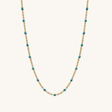 Enamel Station Necklace - Aqua | 14k Solid Gold