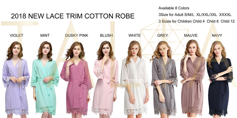 Lace Trim Cotton Robes