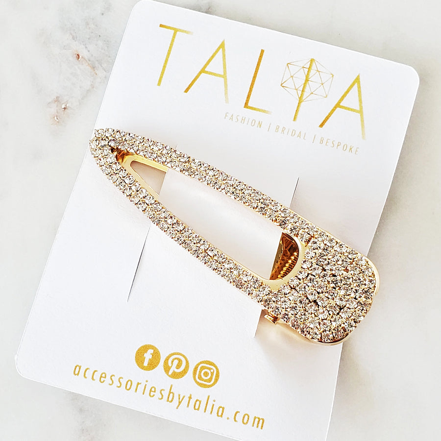 Oversized gold rhinestone hair clip