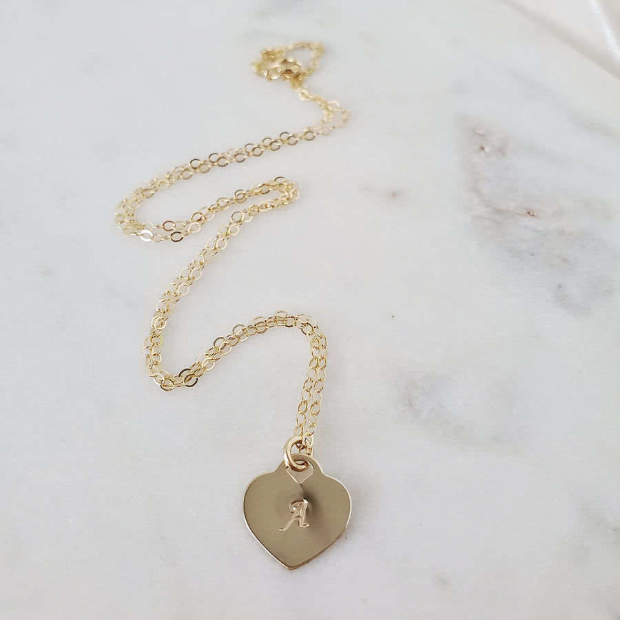 Personalized heart charm necklace