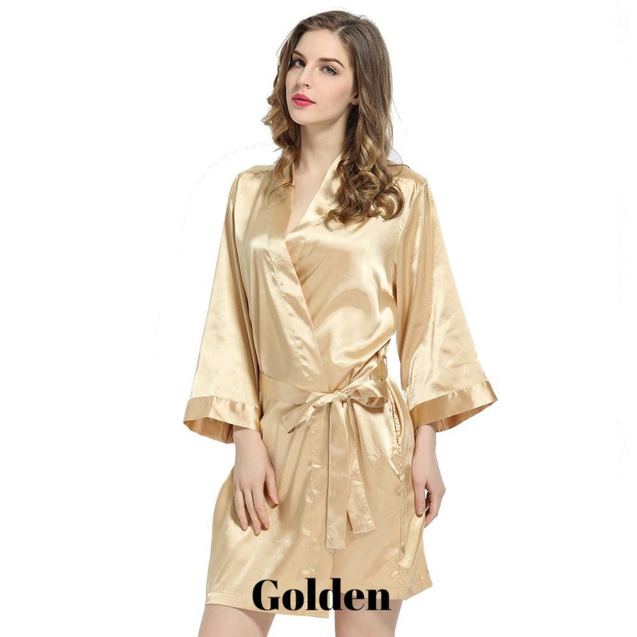 Golden solid satin robe