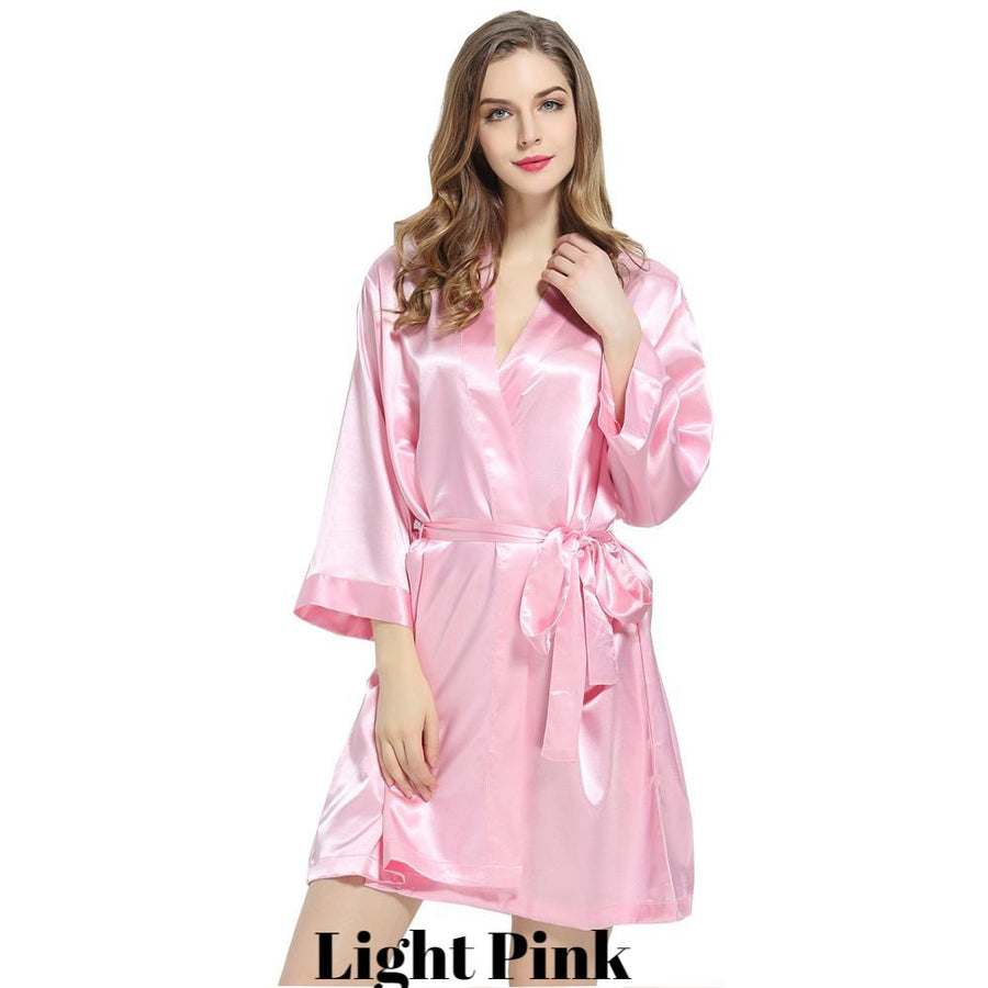 Light pink solid satin robe