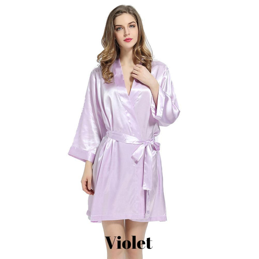 Violet solid satin robe