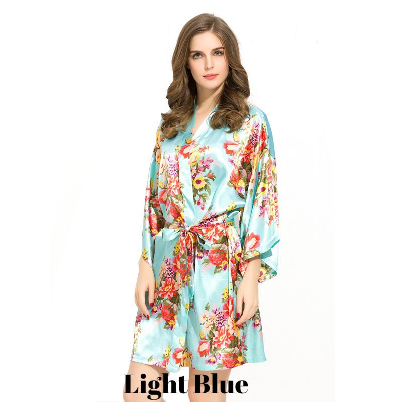 Light Blue satin floral robe
