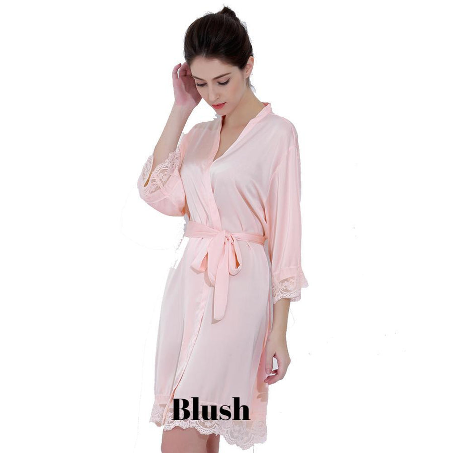 Blush satin with lace robe