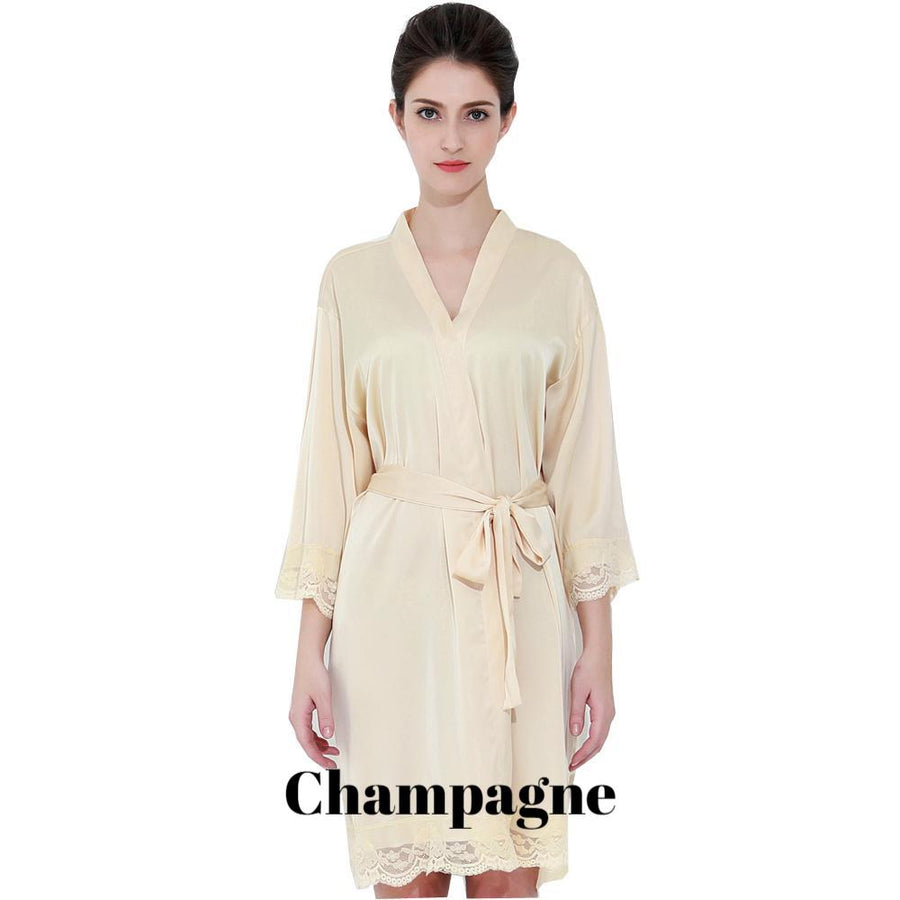 Champagne satin with lace robe