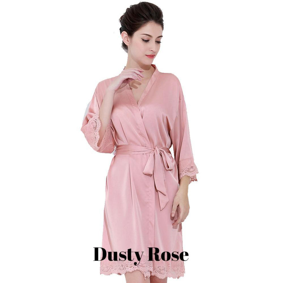 Dusty Rose satin with lace robe