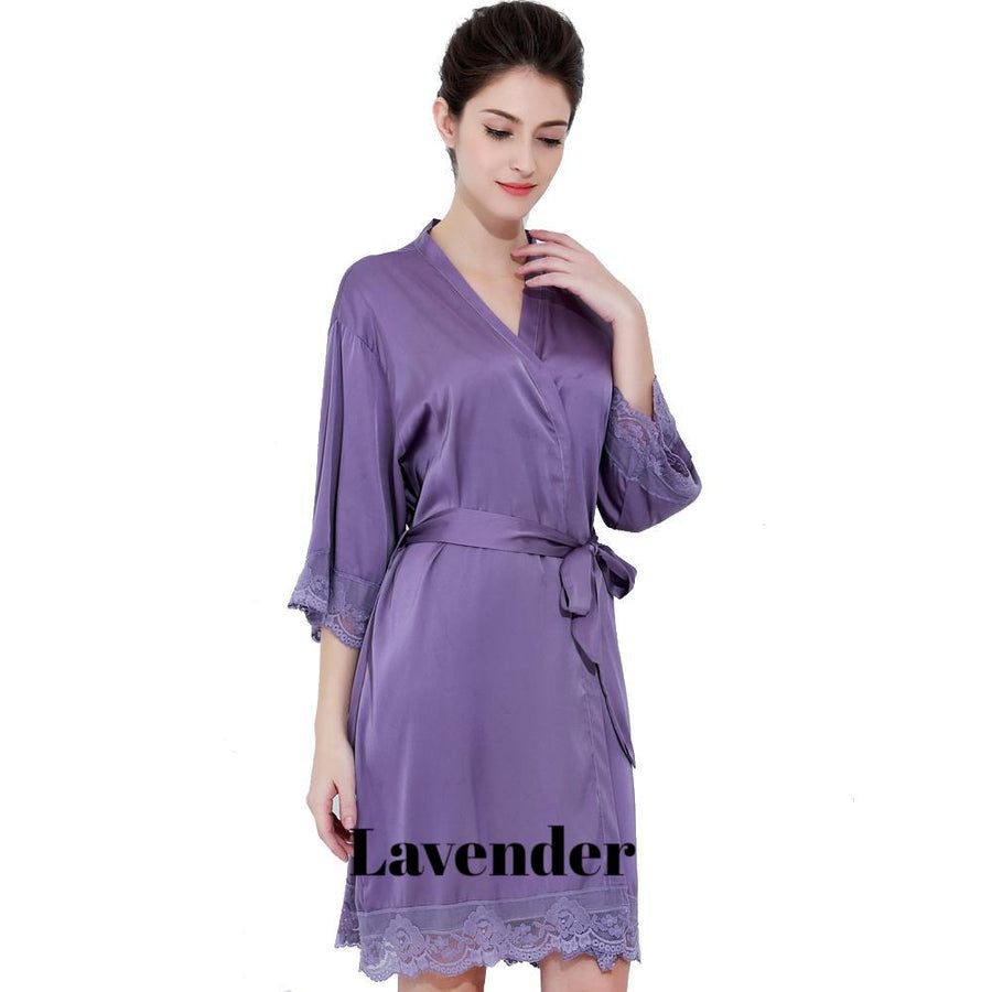 Lavender satin with lace robe