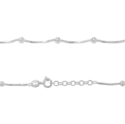 Sterling silver ball and box chain anklet