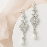 Vintage Style Bridal Drop Pearl Earrings