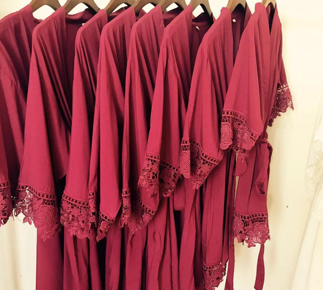 Lace Trim Cotton Robes