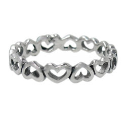 Sterling silver heart band ring
