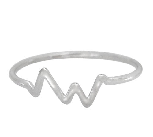 Sterling silver heartbeat stacking ring