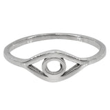 Simple sterling silver evil eye stacking ring