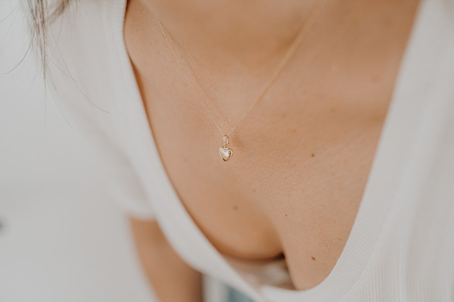 Puffed Heart Necklace | 10k Gold