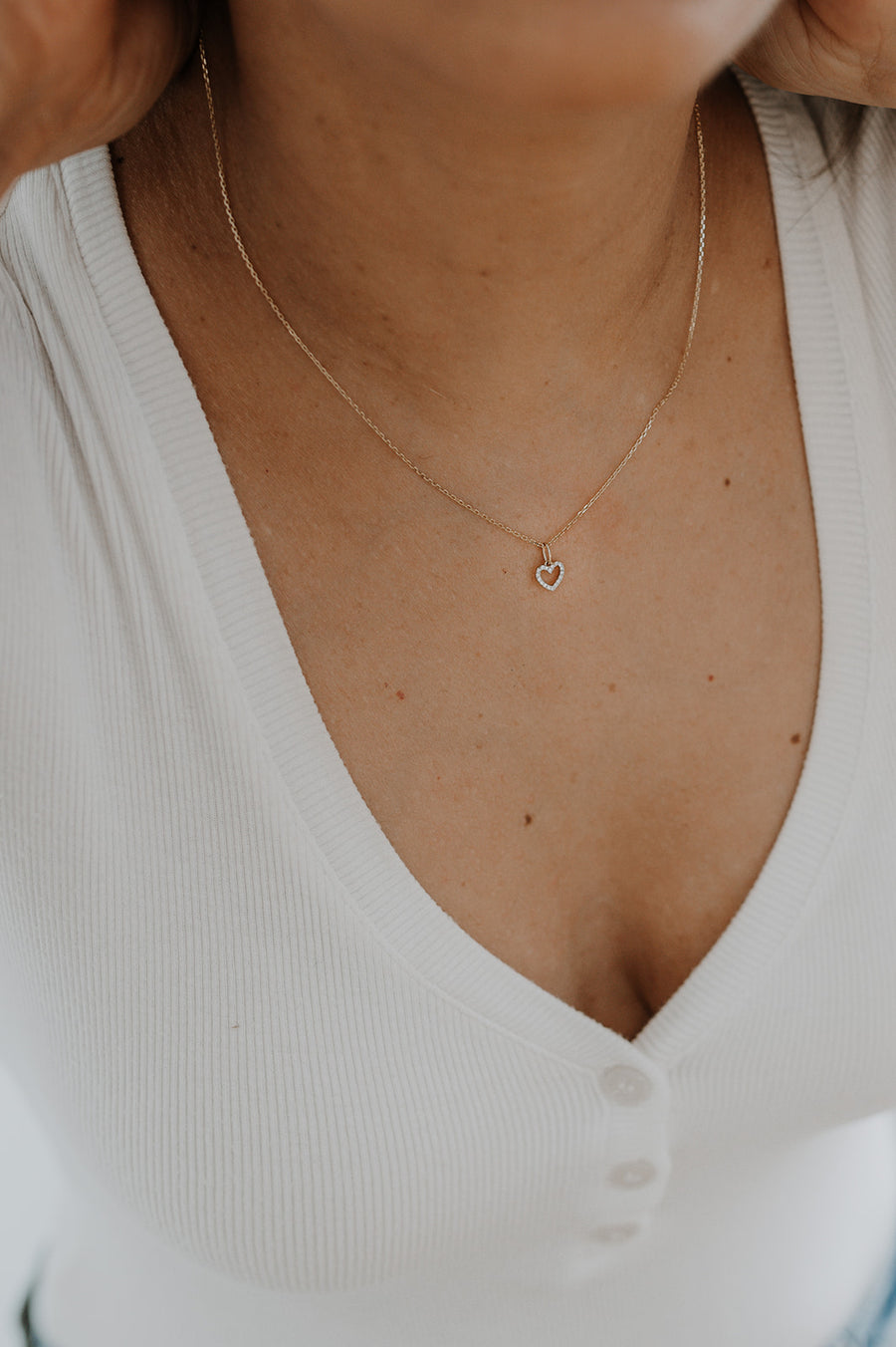Diamond Heart Necklace | 14k Gold